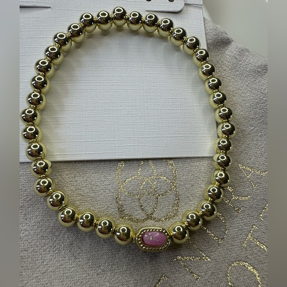 kendra scott mini elaina gold carnation kyocera opal stretch bracelet - Picture 8 of 9